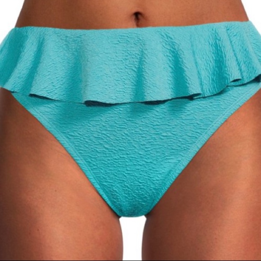 Popcorn Textured Ruffle Highwaist Swim Bottom